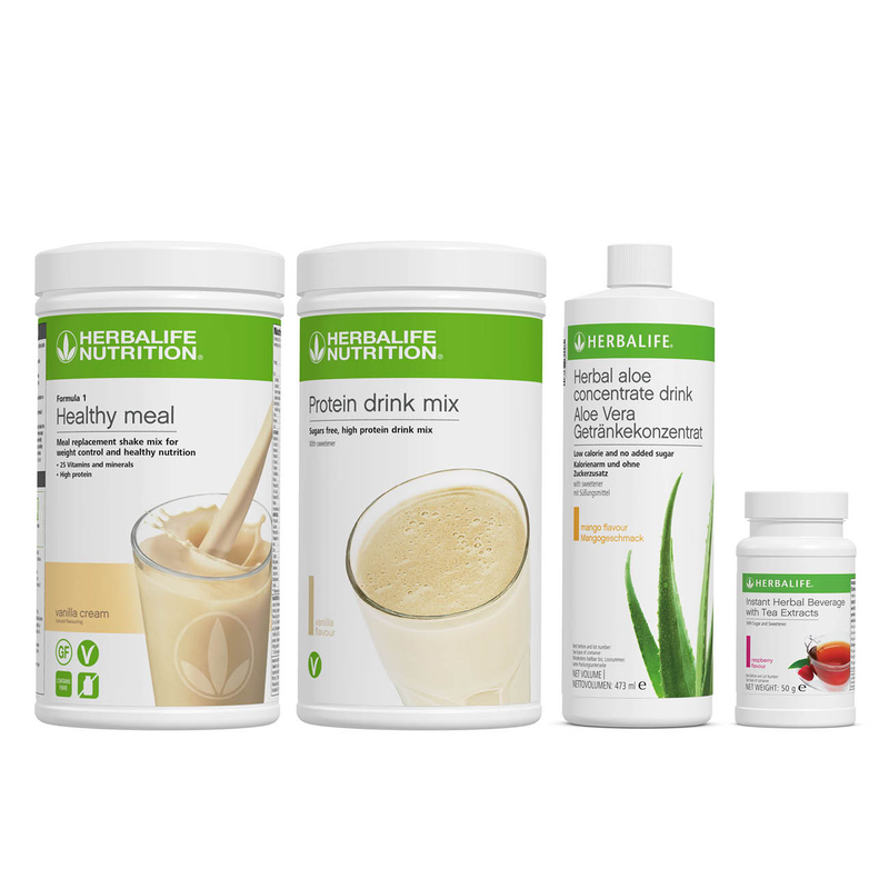 ADVANCED KIT: Formula 1 Nutritional Shake Mix 550 g + Istant Herbalife Beverage 50 g + Aloe Concentrate Mango 473 Ml + Protein Drink Mix 588 g - (CHOOSE YOUR OWN FLAVOR) FREE SHAKER & SPOON INCLUDED